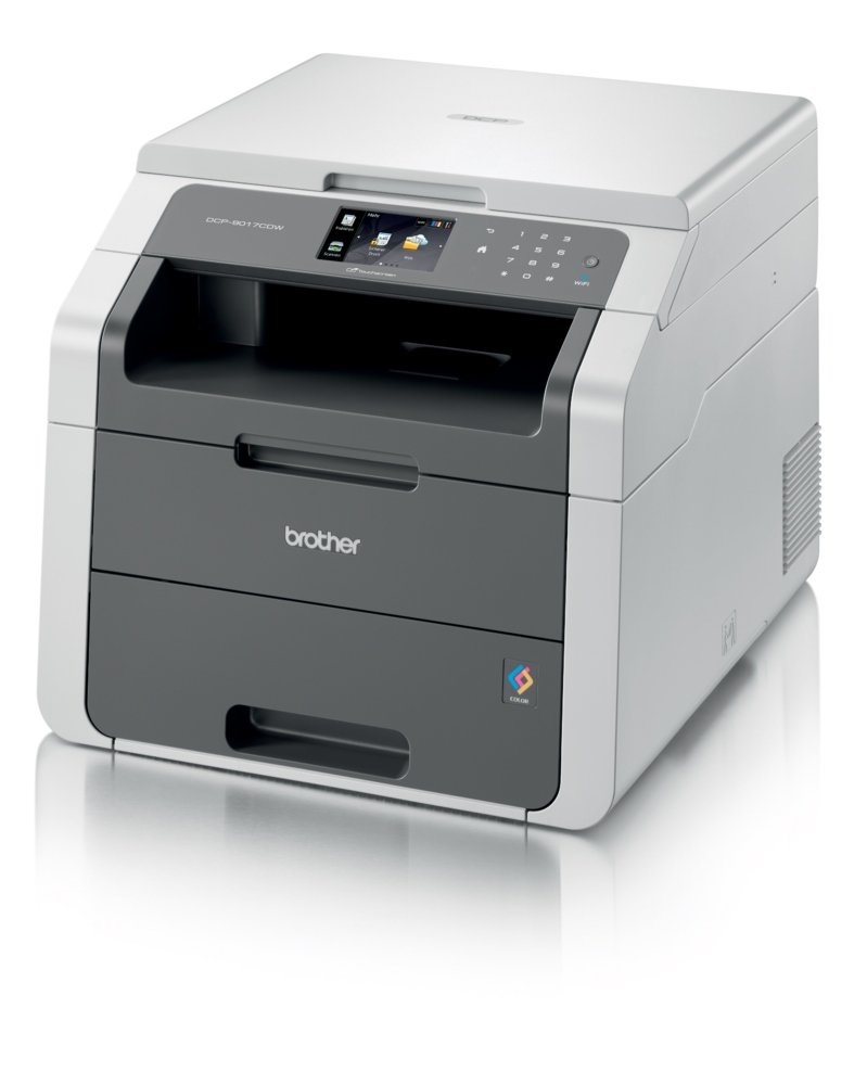 Brother DCP-9017CDW Kompaktes 3-in-1 Farb-Multifunktionsgerät (Drucken, scannen, kopieren, A4, 18 Seiten/Min., 2.400x600 dpi, LAN, WLAN, Duplexdruck, Print AirBag für 150.000 Seiten)