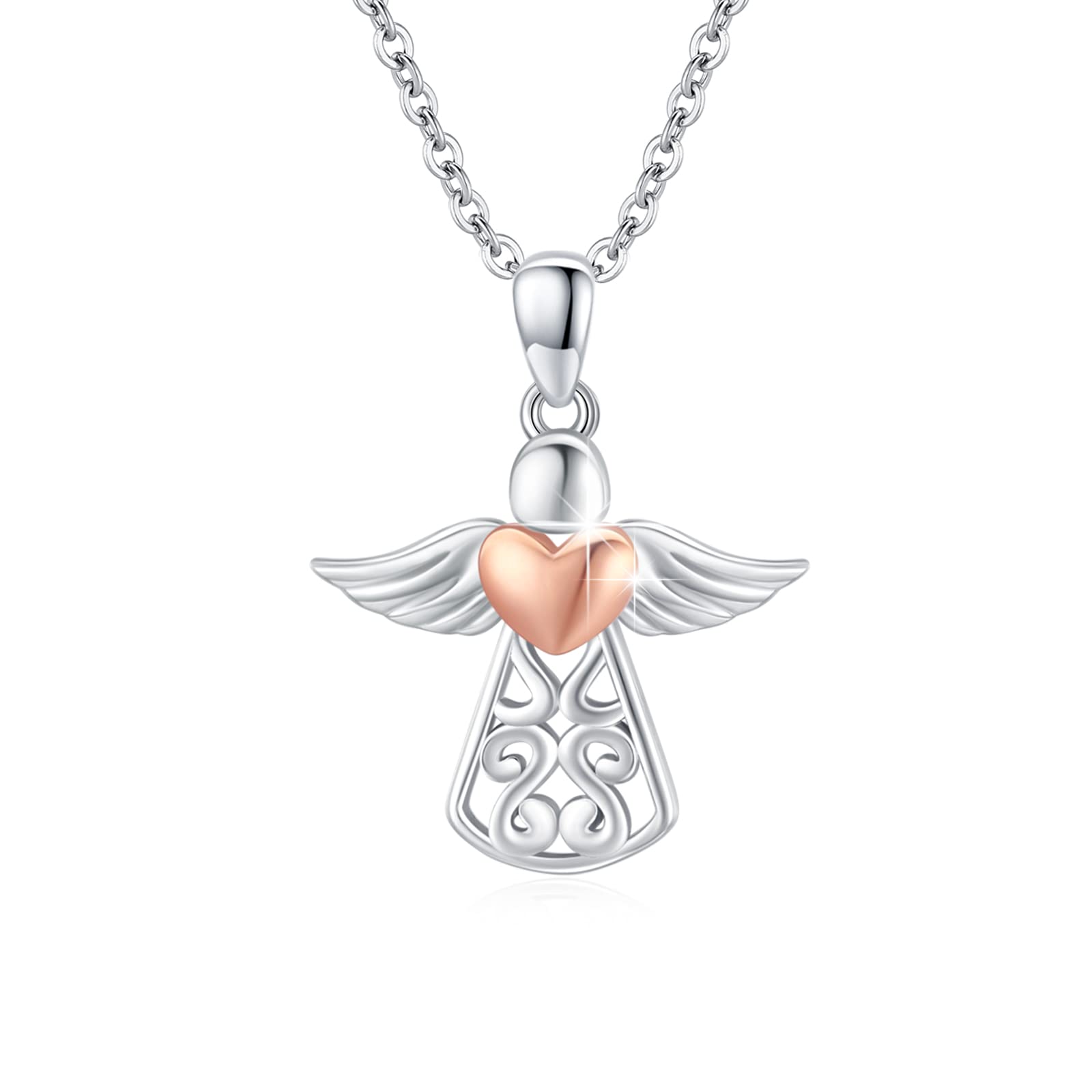 Angel Sterling Silver Angel Wings Earrings & Necklace Set - Guardian Angel Gift for Women