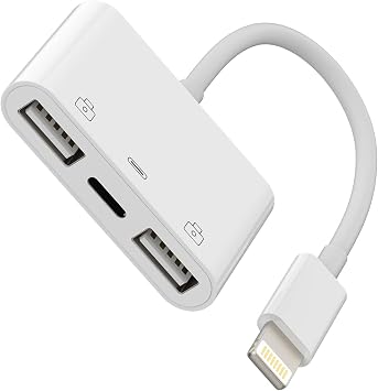 Lightning to USB Adapter for iPhone OTG Flash Drive Dongle Charger Cable Converter3in1 Camera Card Reader Memory Stick Mouse Keyboard 14 13 12 11 Pro Max Mini X 8 7 Plus for iPad Air Cord
