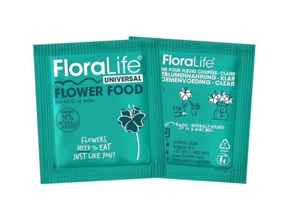 Floralife 20 Universal Flower Food Sachets 500ml Cystal Clear Water Soluable Flower Food