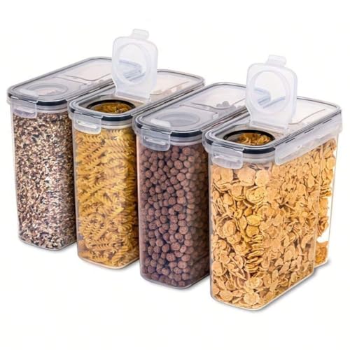 House Organizer Kit 4 Potes Herméticos com Travas para Cereais, G...
