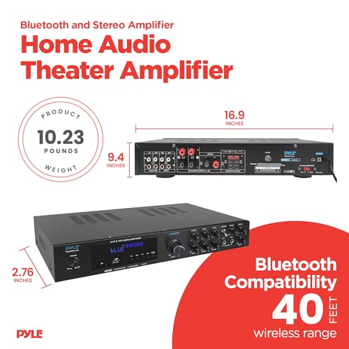 image for Pyle 5-Channel Wireless Bluetooth 5.0 Audio Amplifier - Stereo Amp for