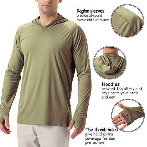 Image of Men's UPF 50+ Long Sleeve Sun Shirts UV Protection Hoodie Rash Guard Hiking Fishing Swim T Shirt