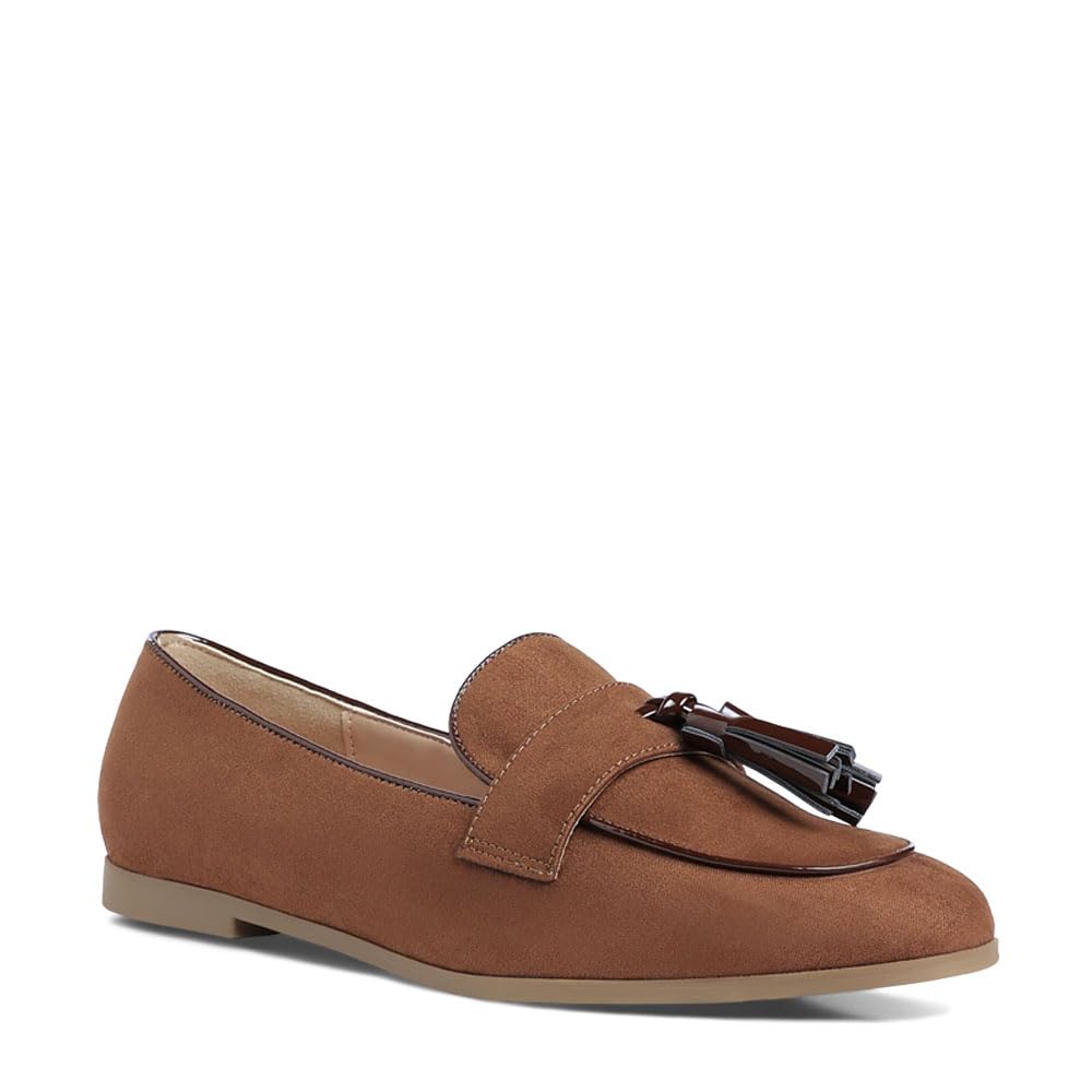 Rag & Co Micro Suede Tassel Loafers Brown-image-8