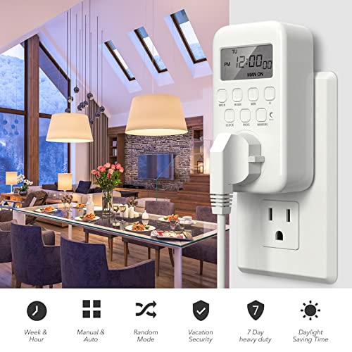 image for BN-LINK Digital Timer Outlet, 7 Day Heavy Duty Programmable Timer, On/