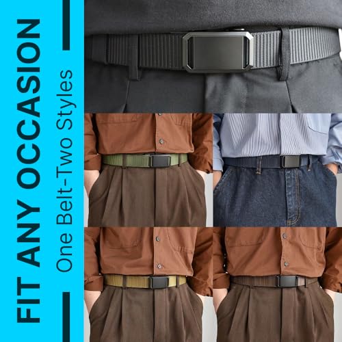 Men's Tactical Nylon Belt – Adjustable No-Hole Military Style Belt with Metal Buckle for Work, Casual, Hiking & Outdoor Use4