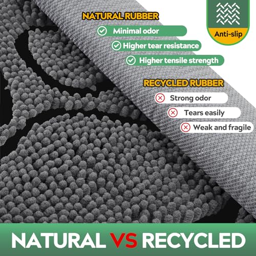 Dog Door Mat for Muddy Paws, Pet Rug Chenille Absorbent Outdoor Doormat 30"x 20", Non Slip Heavy Indoor Doormat Soft Front Inside Doormats for Entryway, Mud Paws, Patio,Dog Paw Black Grey