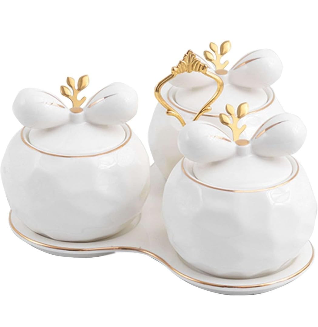 Pots à Épices Assaisonnement Box Set Ensemble De Pots À Condiments En Céramique, Récipient À Épices Pour La Cuisine Domestique, Ensemble De Pots D'assaisonnements Pour Le Sucre Et Le Sel Pots à Sel Se