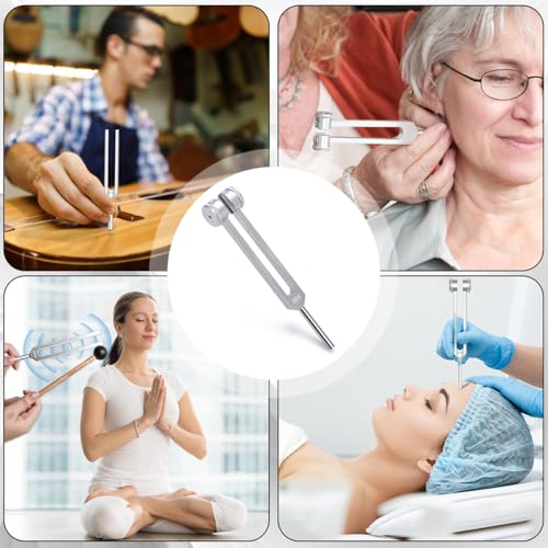 Image of HASTHIP Tuning Fork 128Hz, Aluminum Alloy Tuning Fork for Acoustic Testing, Healing and Sound Therapy 128Hz Low Frequency Tuning Fork Set with Rubber Hammer, Wrench Tool, Storage Pouch