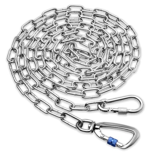 Chaîne robuste pour chien de jardin - 9,1 m - En métal - Résistante à la mastication - Longue laisse pour l'extérieur avec crochet pivotant solide -...