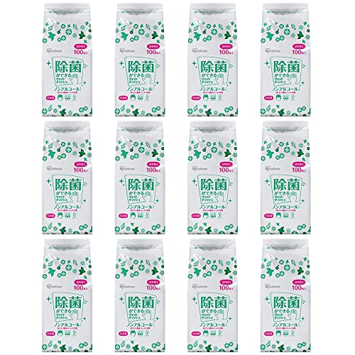 アイリスオーヤマ ウェットティッシュ ノンアルコール 日本製 除菌 ホワイト 100枚入 WTT-100N×12個