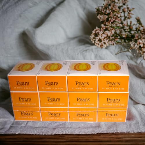 12 x 125g Pears Natural Amber Transparent Soap Bar with Natural Oils