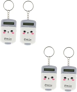 TEHAUX 4 Peças Calculadora Aritmética Mini Calculadora Chaveiro Calculadora Eletrônica Chaveiro Calculadora Portátil Escritório Calculadoras Básicas Para Estudantes Crianças Carteira