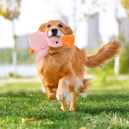 Image of Koujut 2025 Upgraded Dog Toys for Aggressive Chewers, New Duck Dog Toys for Large Dogs, Puppy Toys Indestructible for Large Medium Small Dogs (Yellow, XL-14.9 * 17.7in)