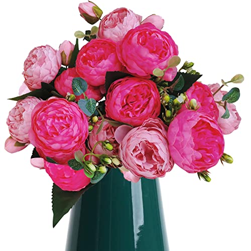 BOMJJOR 3 Pack Peonies Artificial Flowers Silk...