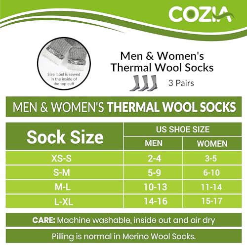 COZIA Merino Wool Socks for Men and Women Warm thermal Boot Hiking Socks 3 Pairs4
