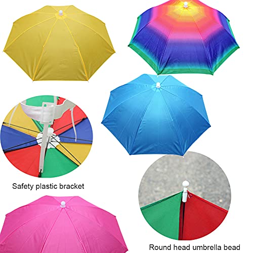 Domybest Chapeau de Parapluie de Pêche avec Bande élastique Chapeau de Pêche Portable Chapeau Parapluie de Tête Pliable Anti-pluie Anti-UV pour Pêche Plage Golf Camping Extérieur 55cm – vue 5