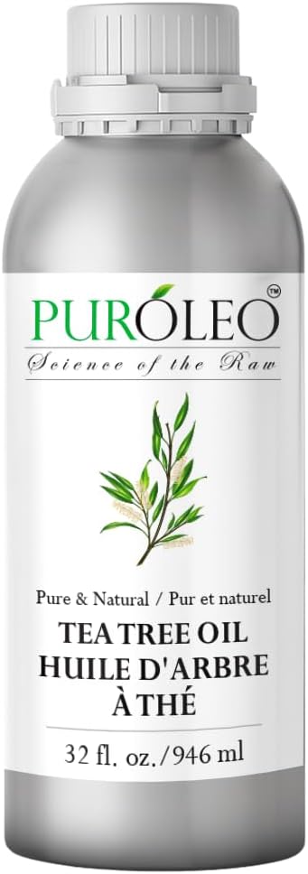 PUROLEO Tea Tree Essential Oil 32 Fl Oz/946 ML (Packed in Canada) 100% Pure and Natural, Premium Quality Aromatherapy Oil for Diffuser, Skincare and Haircare, Refreshing and Invigorating Scent