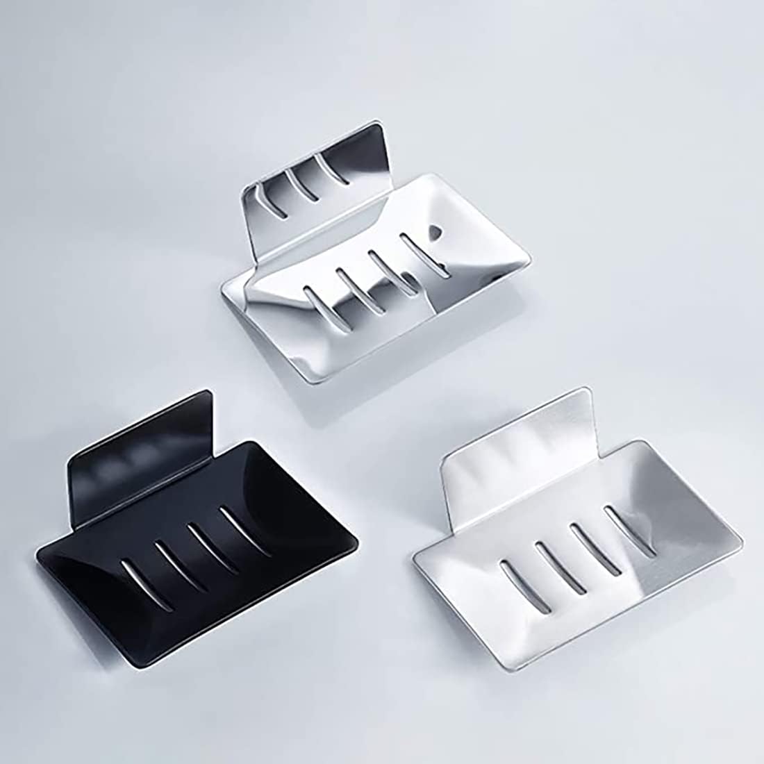 CHRUNONE Self-Adhesive Soap Dish for Shower, Aluminum Bar Soap Holder Dishes for Bathroom Black | Bar Soap Holder, For Bathroom