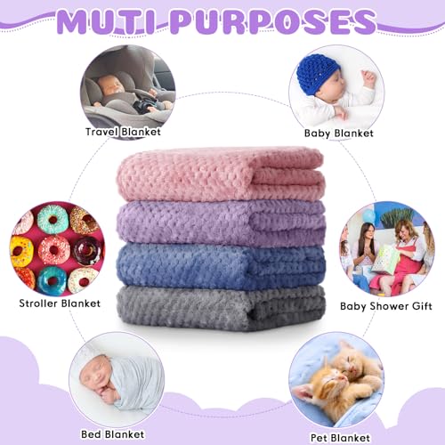 Image of Reginary 4Pcs 30x40 Baby Blanket Fuzzy,Purple, Pink, Gray, Blue
