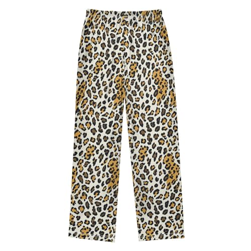 ZZKKO Leopard Pattern Yellow Brown Boys Pants for Kids Jogger Pants with Pockets S2