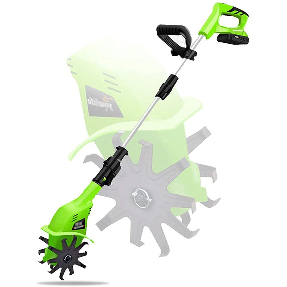 Motobineuse de Jardin, scarificateur électrique, rotavateur portatif 20 V avec Batterie Rechargeable, Profondeur de Travail de 25 cm, motobineuse électrique Portable pour Jardins,