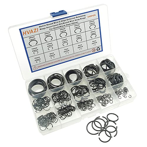 Hvazi HZ-15KDCCP Metric 15-Sizes Round Wire C-Clips External Retaining Rings Assortment Kit;Round Wire Snap Rings thumb #5