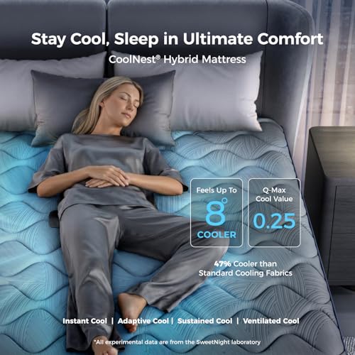 Image of Sweetnight CoolNest 16 Inch King Size Mattress, Hybrid King Mattresses with DuoSense Pillow Top & Memory Foam for Feels up to 8 Cooler, Medium Firm Mattress for Pressure Relief CertiPUR-US Certified