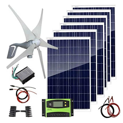 AUECOOR 1000 Watts Solar Panel Wind Turbine Hybrid Kit: 6 pcs 100W Solar Panel +400W Wind Turbine Generator for Home House 12V 24V Battery