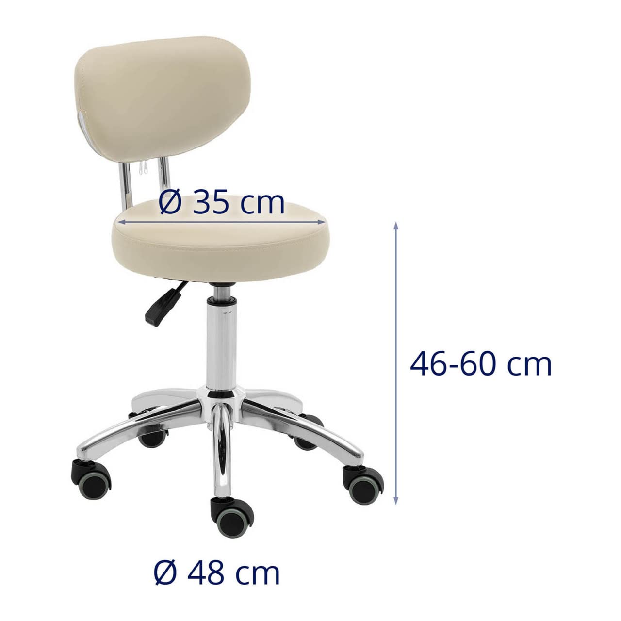 Physa ASCONA - Taburete con respaldo (150 kg, 46-60 cm), color beige oscuro