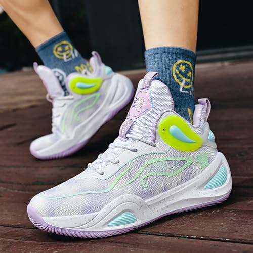 Image of Womens Mens Basketball Shoes High Top Fashion Volleyball Sneakers Breathable Lace Up Non Slip Sport Outdoor Shoe for Unisex
