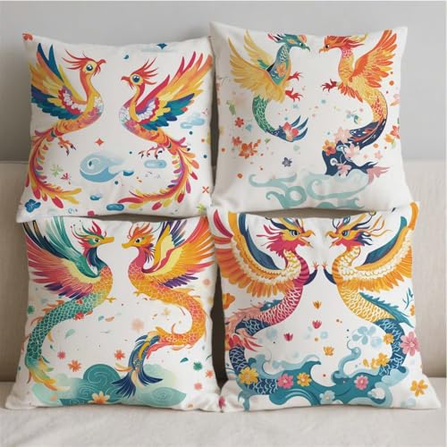 Housse coussin extérieur 80x80cm imperméable grand format lot de 4 - 3