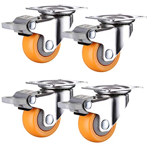 GXXINGIN Ruedas giratorias para Silla de Oficina, 4 Unidades, Resistentes, de Metal Amarillo con Placa de 360°, silenciosas y Resistentes al Desgaste, Capacidad de 60 kg, Ideales para Muebles y ofici
