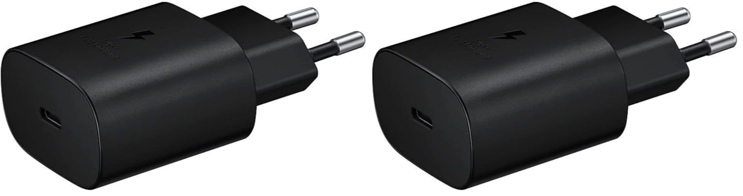 Schnelle Netzbasis, 25 W, USB-Port Typ C (ohne C-Ble) [lose – 1 Stück] Schwarz (Packung mit 2)