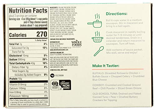 365 by Whole Foods Market, Organic Deluxe Cheddar Shells and Cheese, 12 Ounce (Pack of 4) image 5