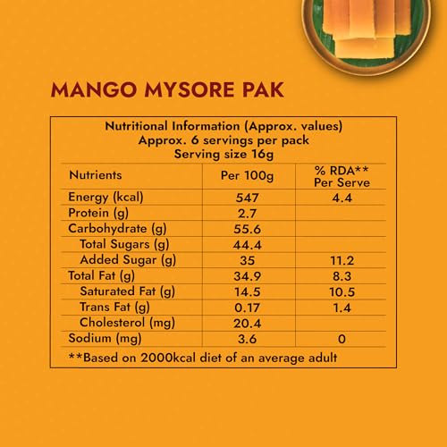 Image of Sweet Karam Coffee Mango Mysore Pak - 100g | No Maida or Preservatives | Traditional South Indian Sweet | Soft & Rich Melt-in-the-Mouth Texture | Authentic Homemade Recipe | Perfect Festive treat