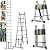 Extension Ladders/A-Frame Ladder 5M (2.5M+2.5M) Aluminum Retractable Stepladder Folding Compact Save Space for Home Daily Use Indoor Outdoor EN131