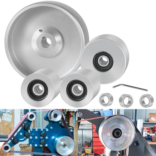 2' x 72' Belt Grinder Wheel Set Complete Wheel Kit Aluminum Wheel Crowned for Knife Grinder 5' Drive...