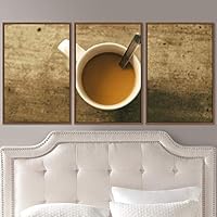 3 Piece Framed Canvas Wall Art Coffee Canvas Prints Home Artwork Decoration for Living Room,Bedroom - 16