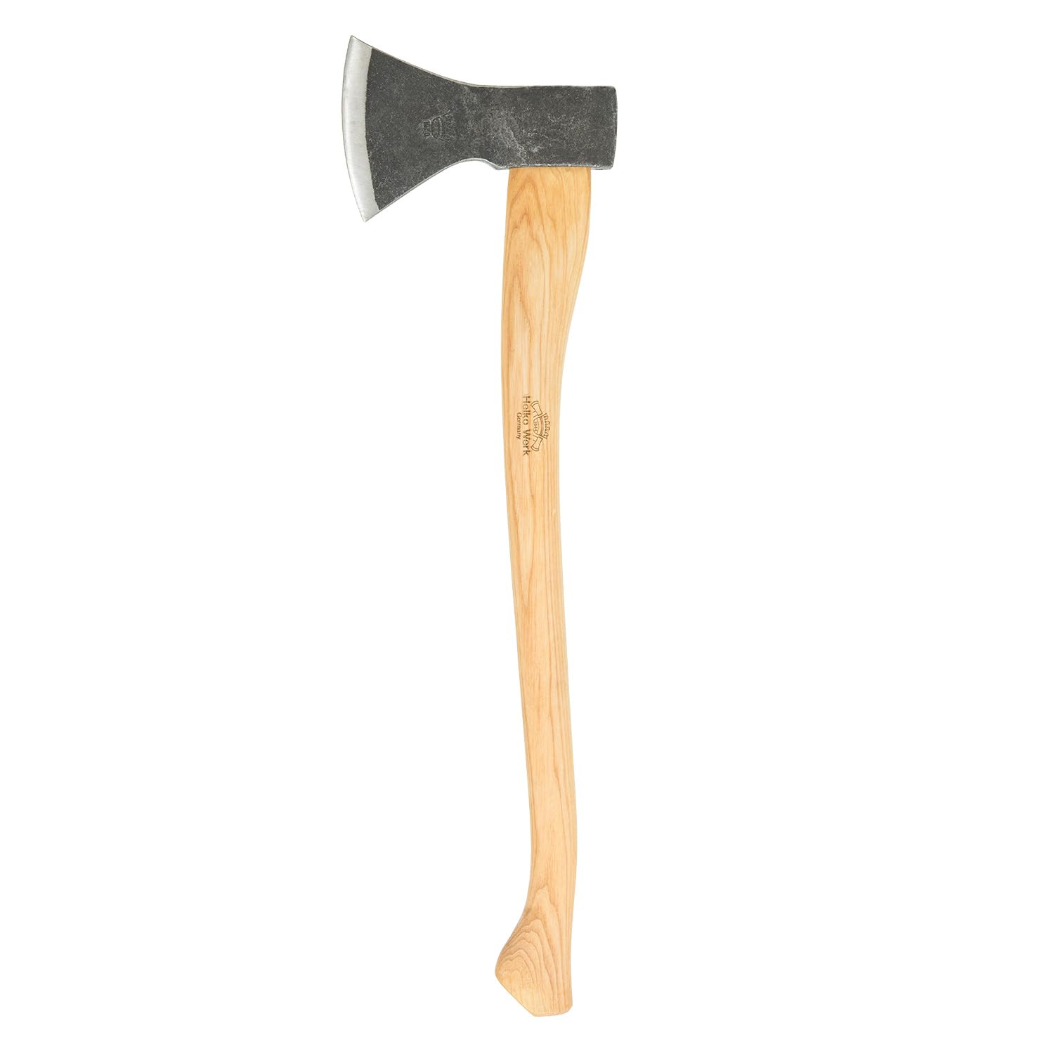 Helko Werk siekiera leśna Hesja, 1250 g, trzonek hikorowy 70 cm, stal węglowa C50, siekiera drewniana do ścinania, rozłupywania i cięcia – las i ogród – w zestawie ochrona skóry – Made in Germany