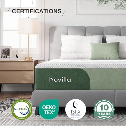 Novilla 10 Inch Queen Size Memory Foam Mattress with Cooling Gel Foam for Pressure Relief Medium Plush Mattress in a Box