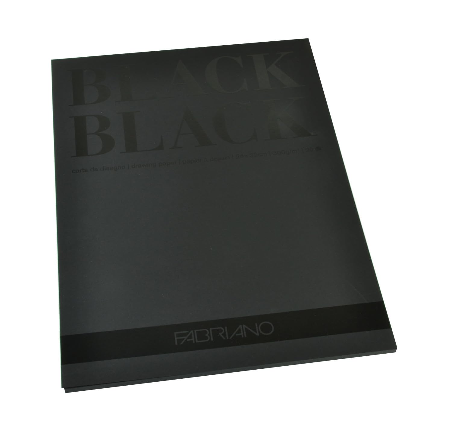 Honsell Fabriano 19100391 Black Block Deep Black Paper with Matt Uncoated Surface 300 g/m² 24 x 32 cm 20 Sheets Ideal for Pastels Coloured Pencils and Markers