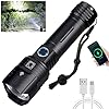 YVKVO Torcia LED Ricaricabile Potente Professionale 10000 Lumen Torce Alta Potenza XHP99 Torcia Tattica Militare Elettrica, IP65 Impermeabile 5 Modalità Zoomabile, Campeggio Emergenza, batería 26650