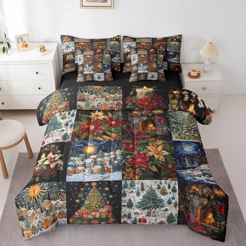 Linge de lit de Noël d'exception 7 pièces avec drap et couette patchwork - 2