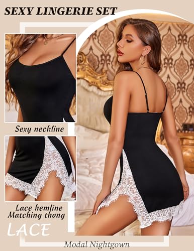 Image of Avidlove Lingerie for Women Sexy Chemise Nightgown Slip Sleepwear Lace Babydoll Soft Nightdress