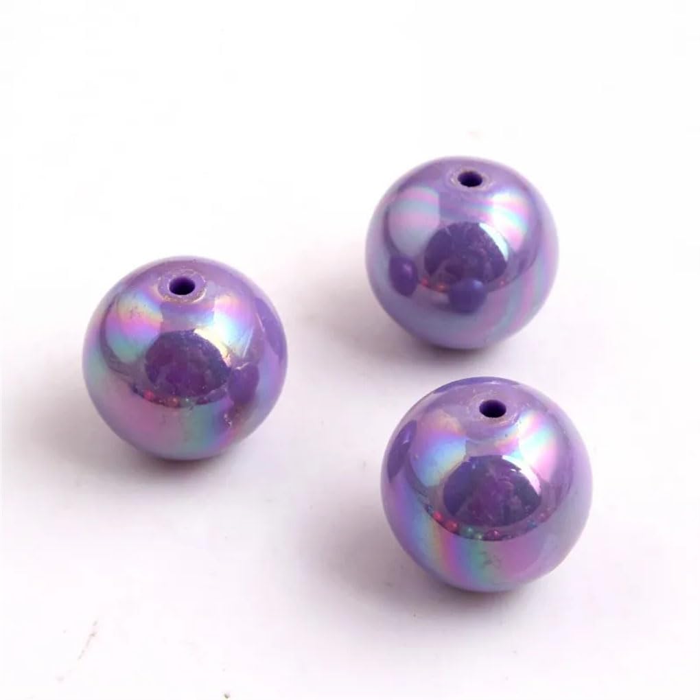 Abalorios acrílicos, Cuentas AB redondas sólidas acrílicas de 12-20mm, Multicolor, for fabricación collares y pulseras gruesas DIY(Light purple,20mm 100pcs)