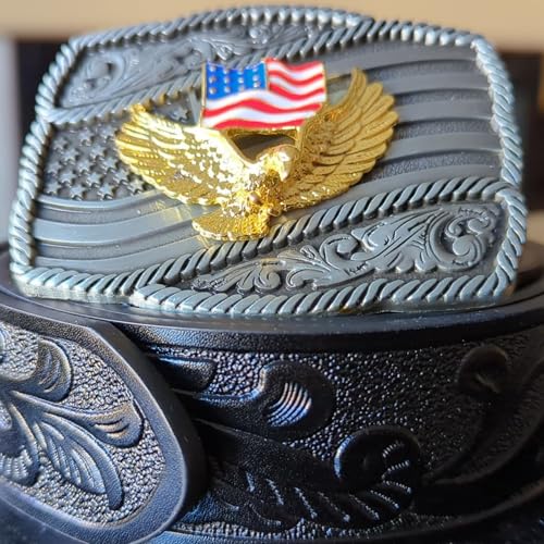 Image of Turquoise Belt Buckle for Men Western Texas Longhorn Bull Rodeo Belt Buckle American Cowboy Chic Gift