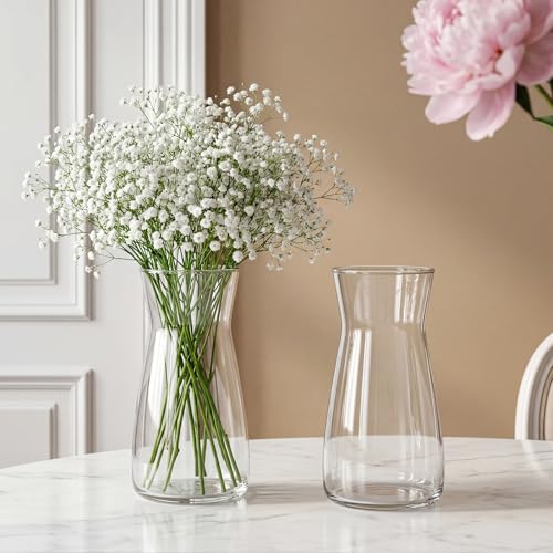 8 inch Flower Vase,Set of 2 Glass Vases for Flowers,Clear Glass Flower Vase for Centerpieces Table,Flower Bouquet Decoration,Wedding Decor Gift,Birthday,Living Room,Dining Table - Image 6