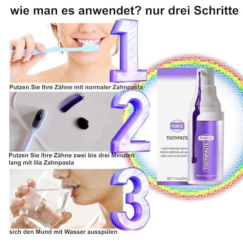 Lila Zahnpasta Weisse Zähne,Purple Teeth Whitening Toothpaste,Lila Whitening Zahn für Zahnfleckenentfernung und Farbkorrektur