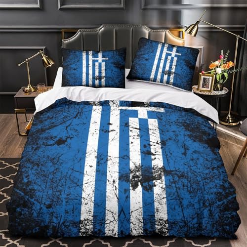 Housse de couette drapeau grec en microfibre grunge pour chambre - 2